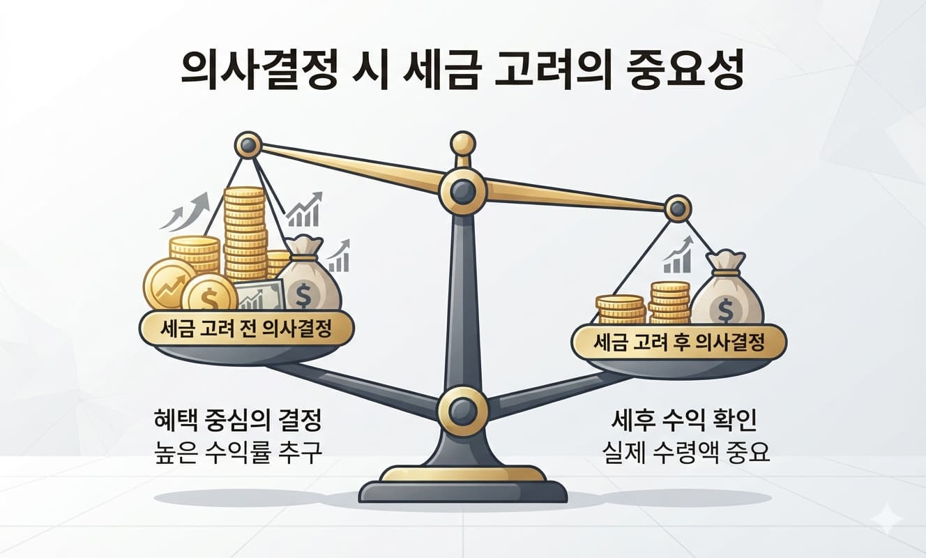 세금 전후 의사결정 비교 다이어그램