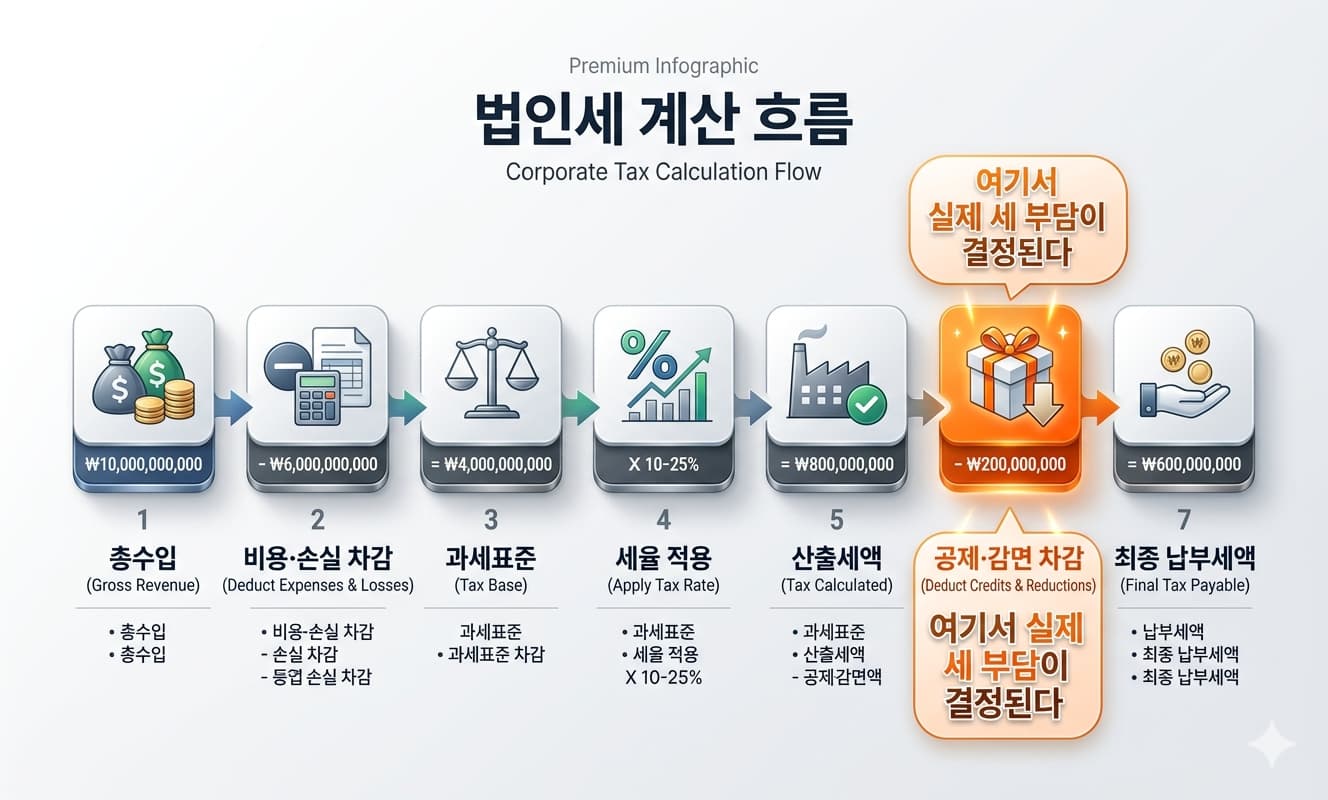 법인세 계산 흐름"을 단순 도식으로 표현