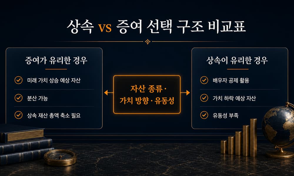 상속 vs 증여 선택 구조 비교표