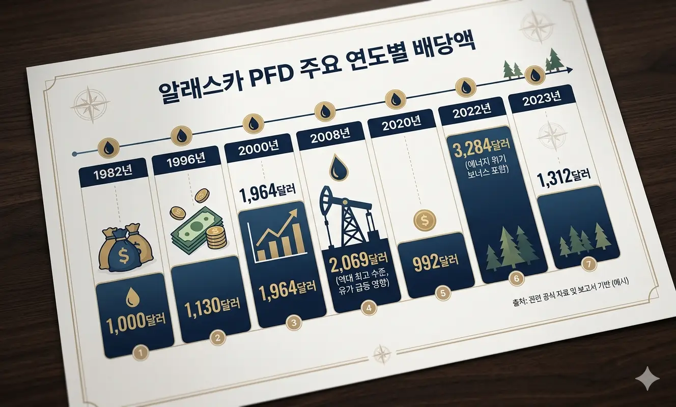 알래스카 PFD 주요 연도별 배당액
