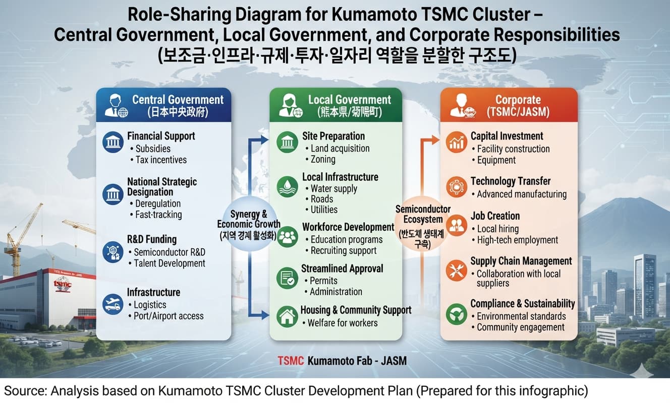 Role-Sharing Diagram for Kumamoto TSMC Cluster – Central Government, Local Government, and Corporate Responsibilities
