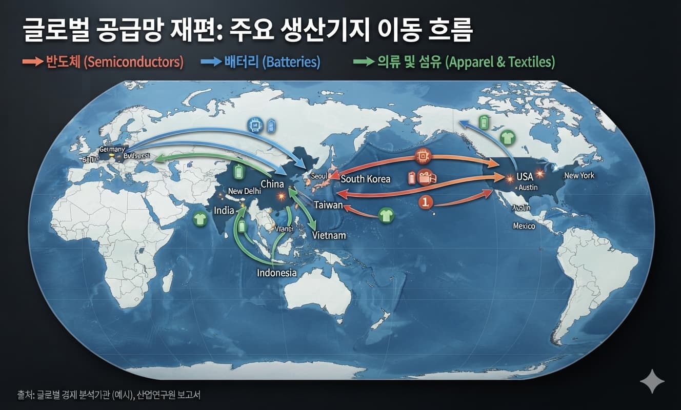 글로벌 공급망 재편: 주요 생산기지 이동 흐름