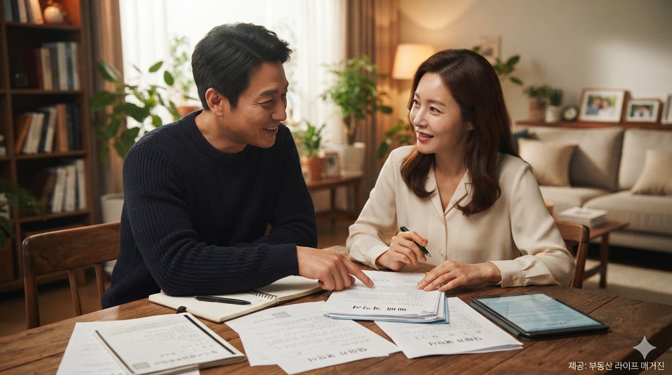종부세 개편에 대비해 부동산 서류를 검토하는 가정 모습