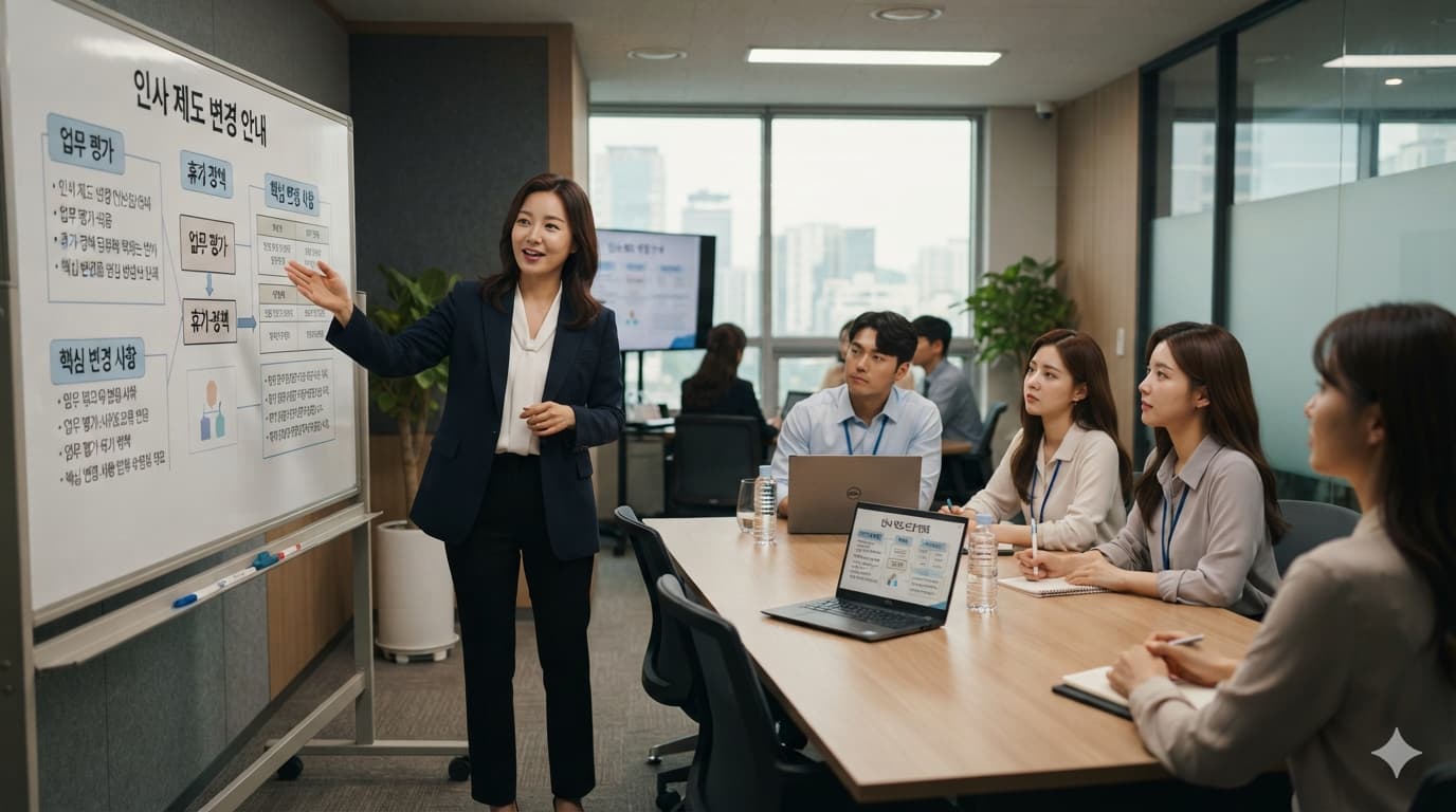 보육수당 비과세 개편을 설명하는 인사담당자