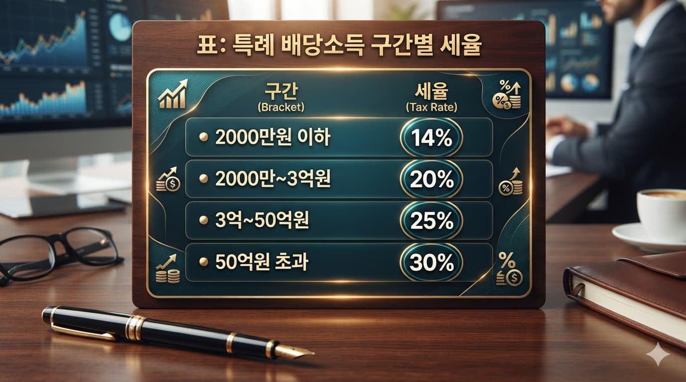 표: 특례 배당소득 구간별 세율