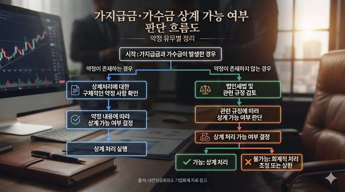 가지급금, 가수금 상계 가능여부 판단 흐름도