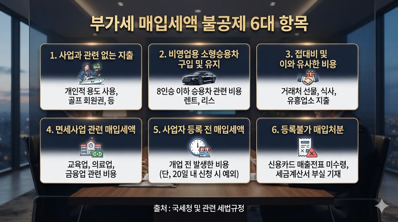 부가세 매입세액 불공제 6대 항목