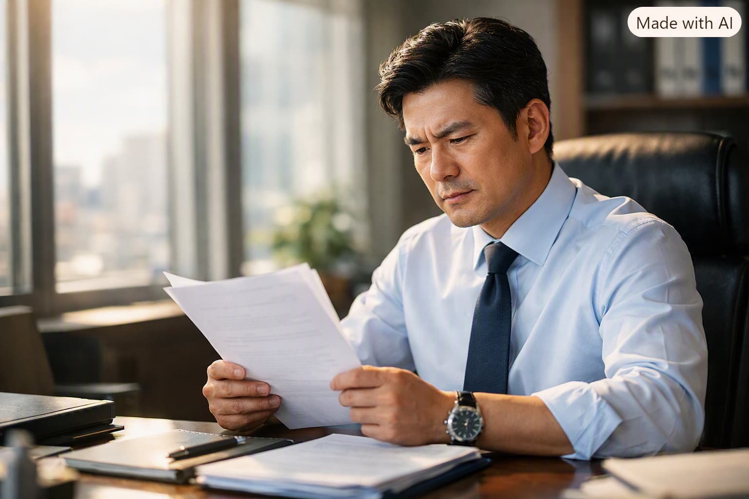 세무조사 대응을 준비하며 통지서를 검토하는 CFO