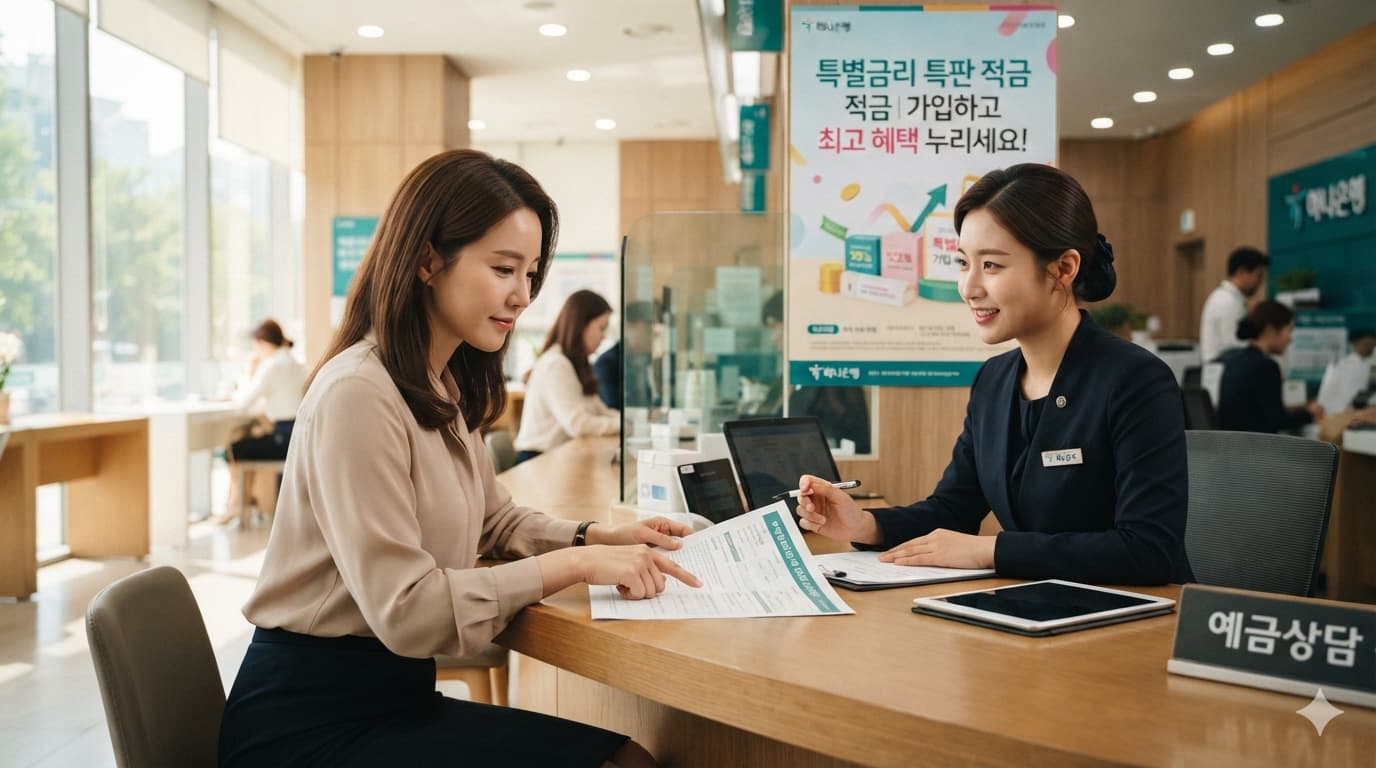 은행 특판 적금 실효금리 상담을 받는 고객