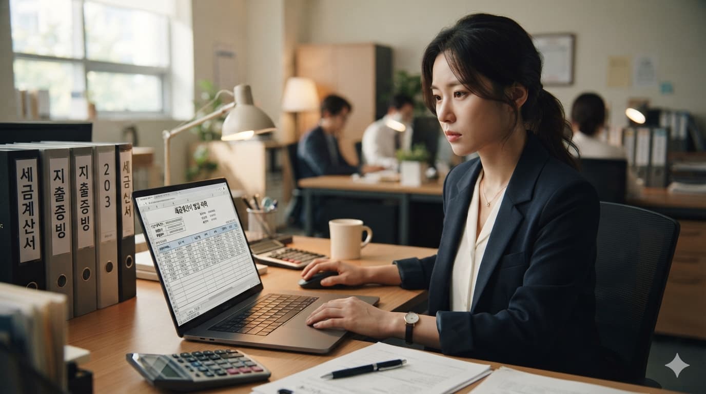 세금계산서 허위발급 처벌 리스크를 점검하는 회계 담당자의 모습