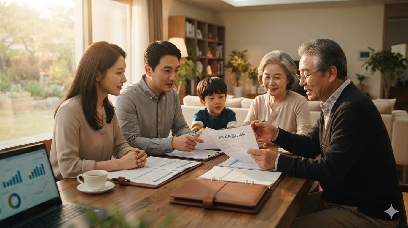 세금의 목적을 보여주는 3대 가족의 상속 논의 장면