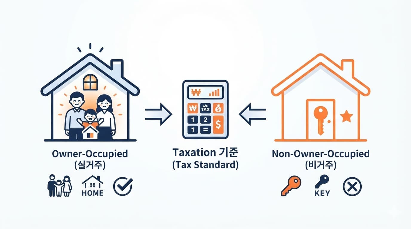 2026 세제개편안 정부안의 실거주와 비거주 1주택 종부세 기준 비교