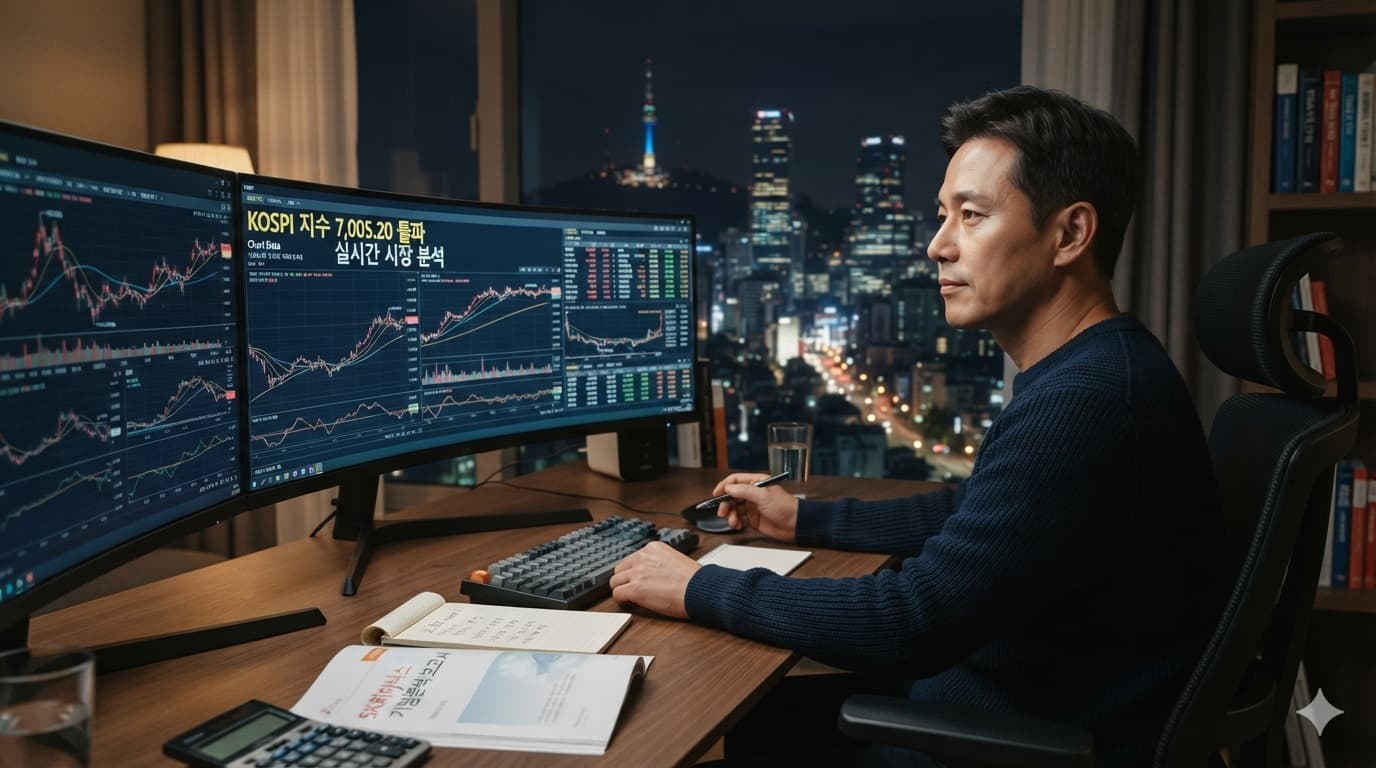 코스피 7,000 재돌파 구간에서 반도체와 수급 지표를 분석하는 개인투자자