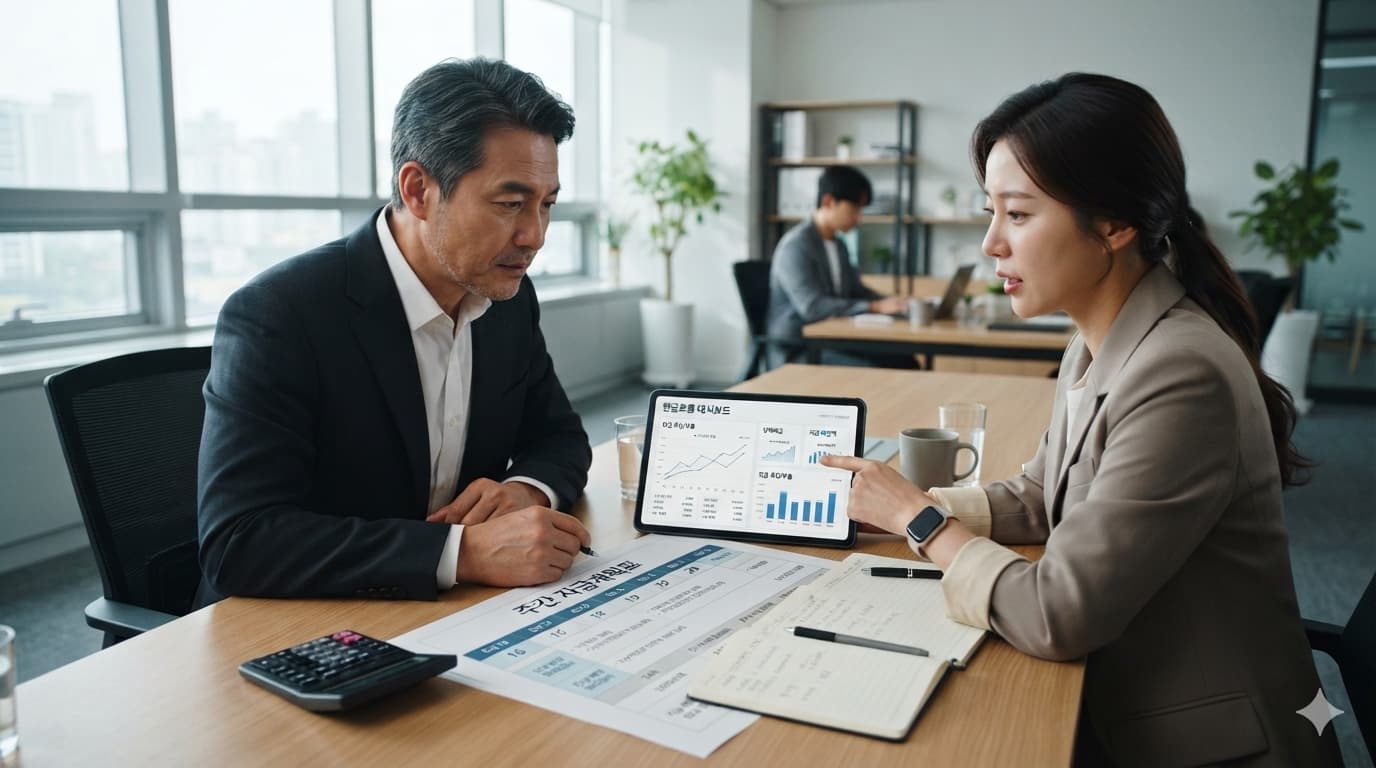 경영 숫자 착시 예방을 위해 13주 자금예측을 검토하는 경영자와 재무담당자