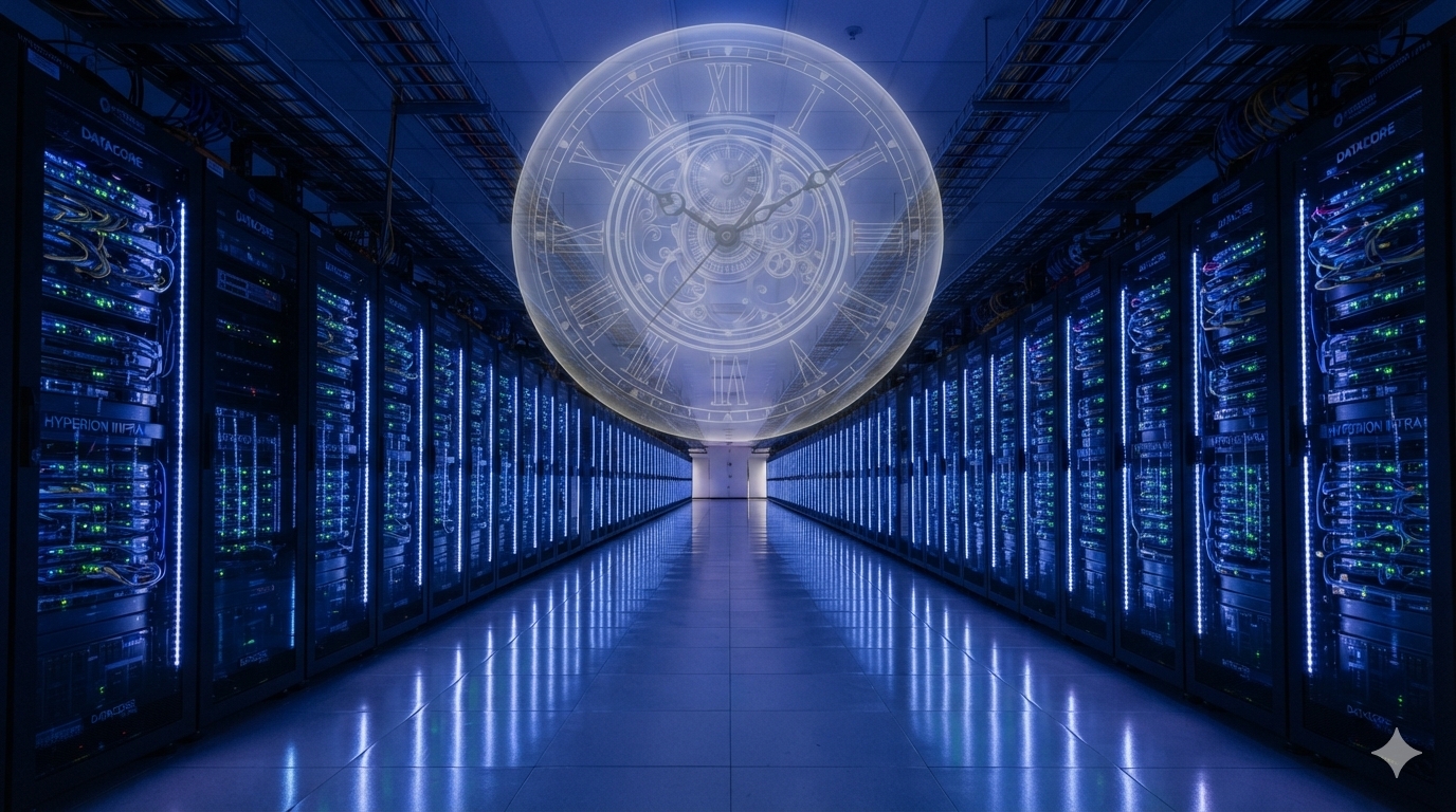 GPU 감가상각과 서버·네트워크 자산 내용연수 변화를 상징하는 AI 데이터센터 이미지
