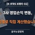 영업손익 변동 계산을 위해 연결 손익계산서와 계산기를 정리한 책상