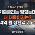 변동금리 주담대 월 상환액 계산을 상징하는 계산기와 대출 약정서, 주택 모형